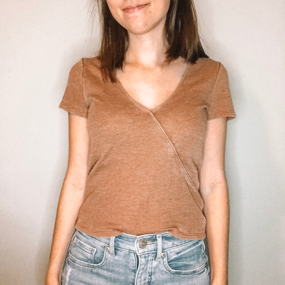 American Eagle Tan Wrap Top